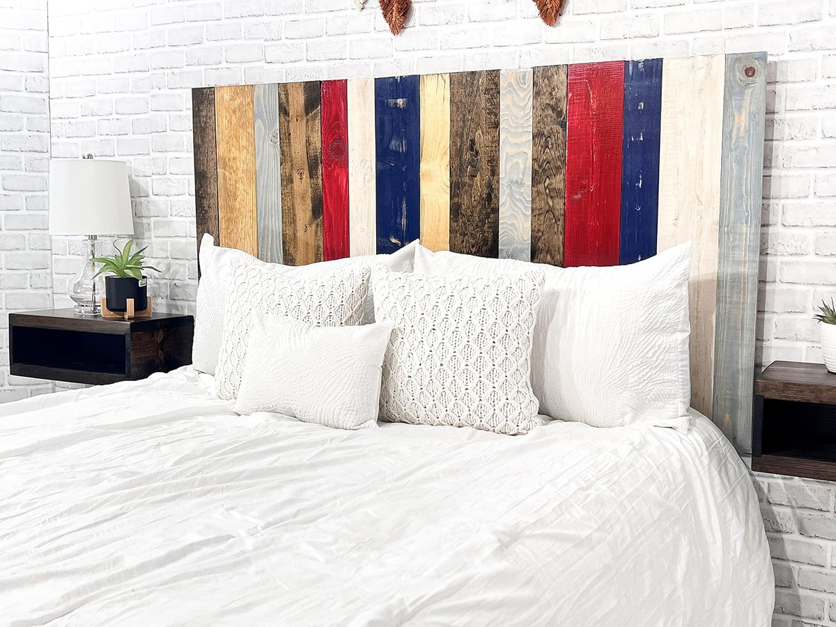 Barn Walls Solid Wood Headboard Handcrafted Americana Mix Floating Panels Wall Mount Adjustable Height Twin