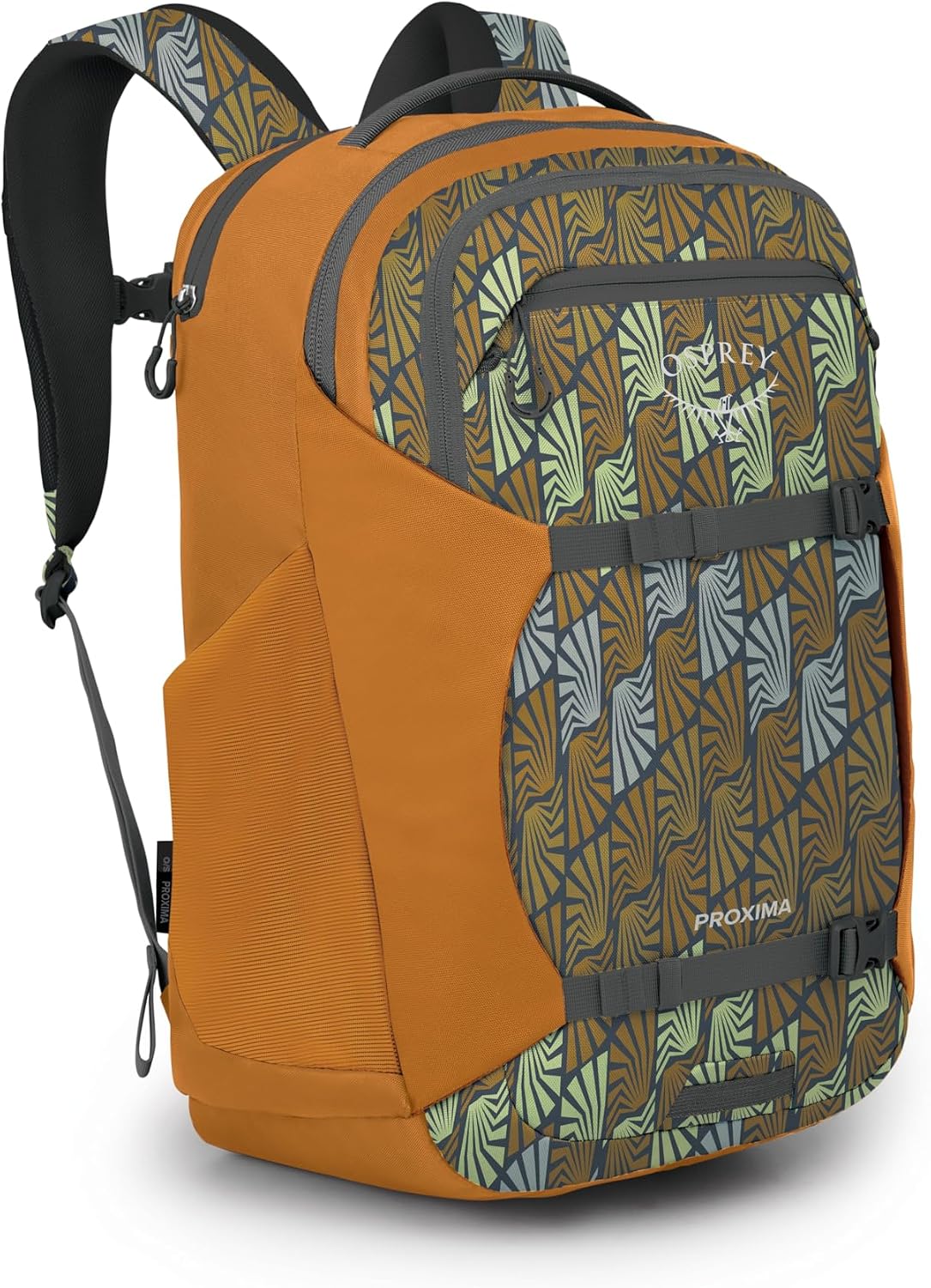 Osprey Proxima 30L Campus Laptop Backpack - Organized Everyday Pack with Tech Storage, Bottle Pockets, and Comfortable Carry - Perfect for College, Commute, and Travel, Kazuma Print/Toffee Orange
