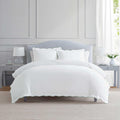 Martha Stewart - King Duvet Cover Set, 100% Soft Cotton Bed Set with a Smooth Cotton Percale Reverse, 3 Piece Bedding with Matching Pillowcases (Simple Scallop Green)