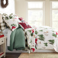 Levtex Home - Tatum Pines Quilt Set - Full/Queen Holiday Quilt 88x92 and Two Standard Shams 20x26 - Christmas Cabin - Red, Green, Brown and White - Reversible - Cotton
