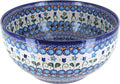 Blue Rose Polish Pottery - Blue Savannah Large Mixing Bowl - 10 Cup Capacity - Polish Pottery Ceramic Bowl for Baking, Mixing & Serving
