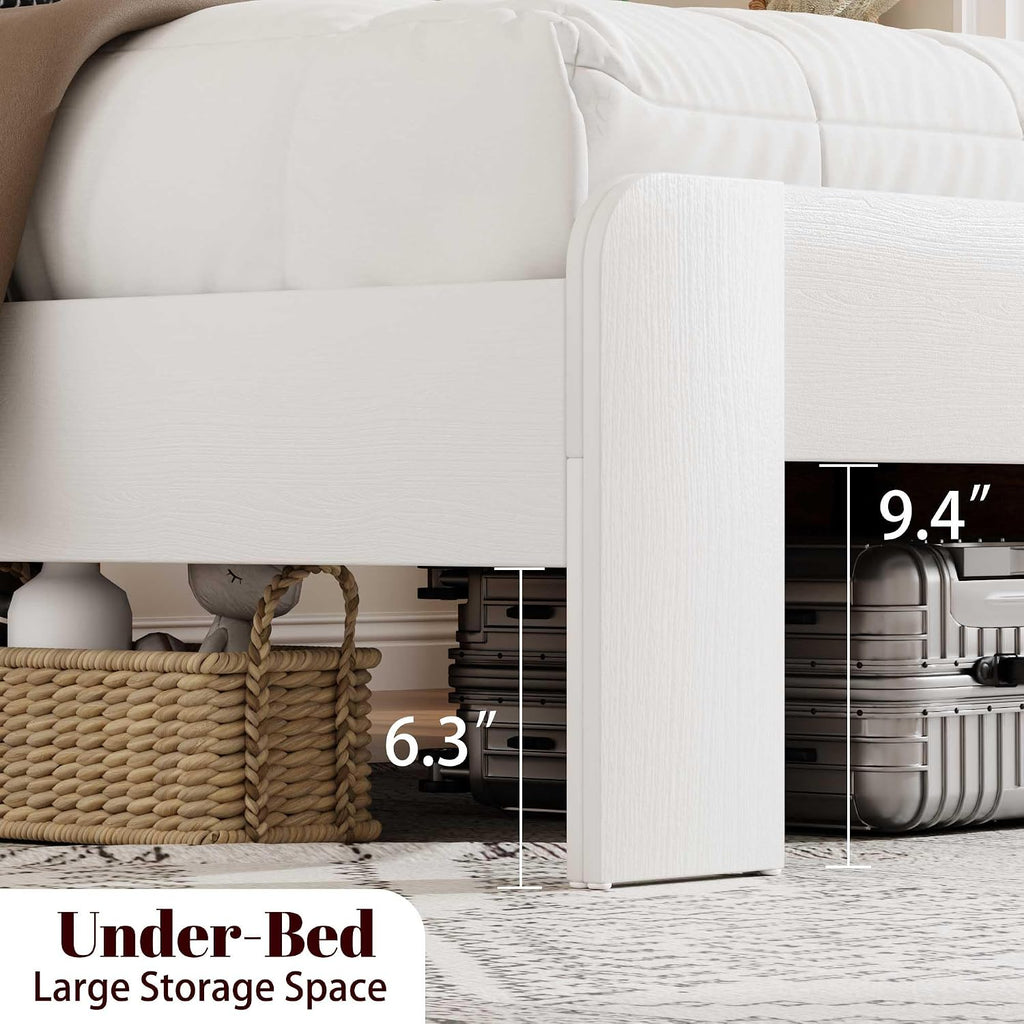 Ball & Cast Queen Size Bed Frame,Wood Platform Bed Frame Queen with Headboard and Metal Slats Support, No Box Spring Needed, Noise-Free, Easy Assembly, Dark Brown,White