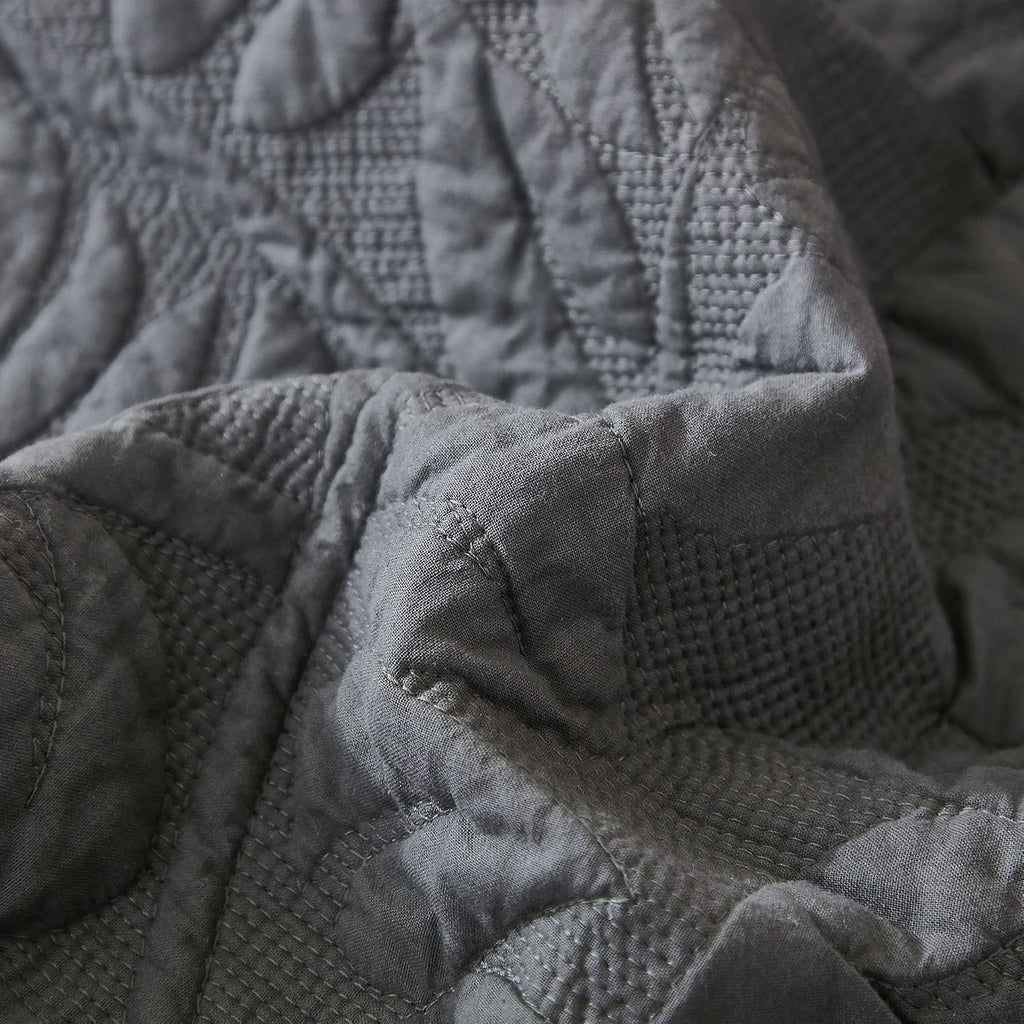 MarCielo 3-Piece 100% Cotton Oversized Bedspread Lightweight Quilt Coverlet Embroidery Farmhouse Bedding Set T0 (Dark Grey, Oversized King (118'x106'))