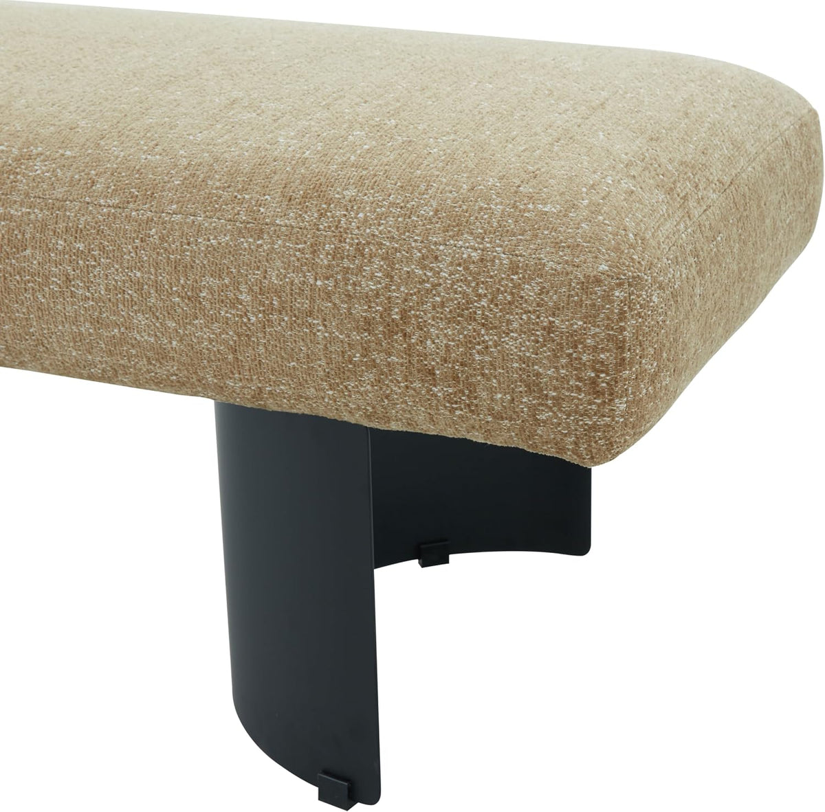SAFAVIEH Couture Collection – Raelee Light Brown Upholstered Bench, Black Metal Legs Accent Bench (SFV4844C)
