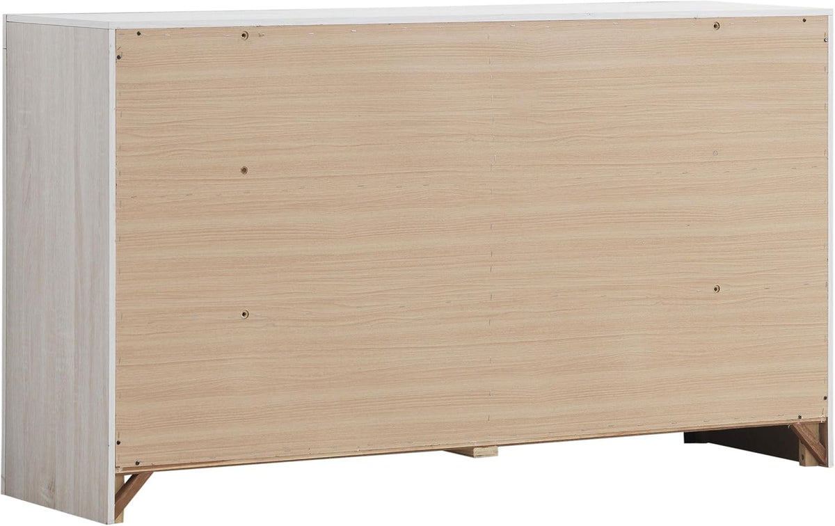 Coaster Home Furnishings Brantford Farmhouse 4-Piece Bedroom Set Eastern King Size Storage Panel Bed Frame 49-inch Headboard Coastal White 207050KE-S4