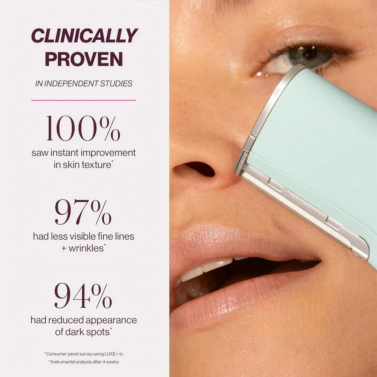 DERMAFLASH LUXE+ Sonic Dermaplaning Tool for Face Peach Fuzz Removal, Anti-Aging and Exfoliation
