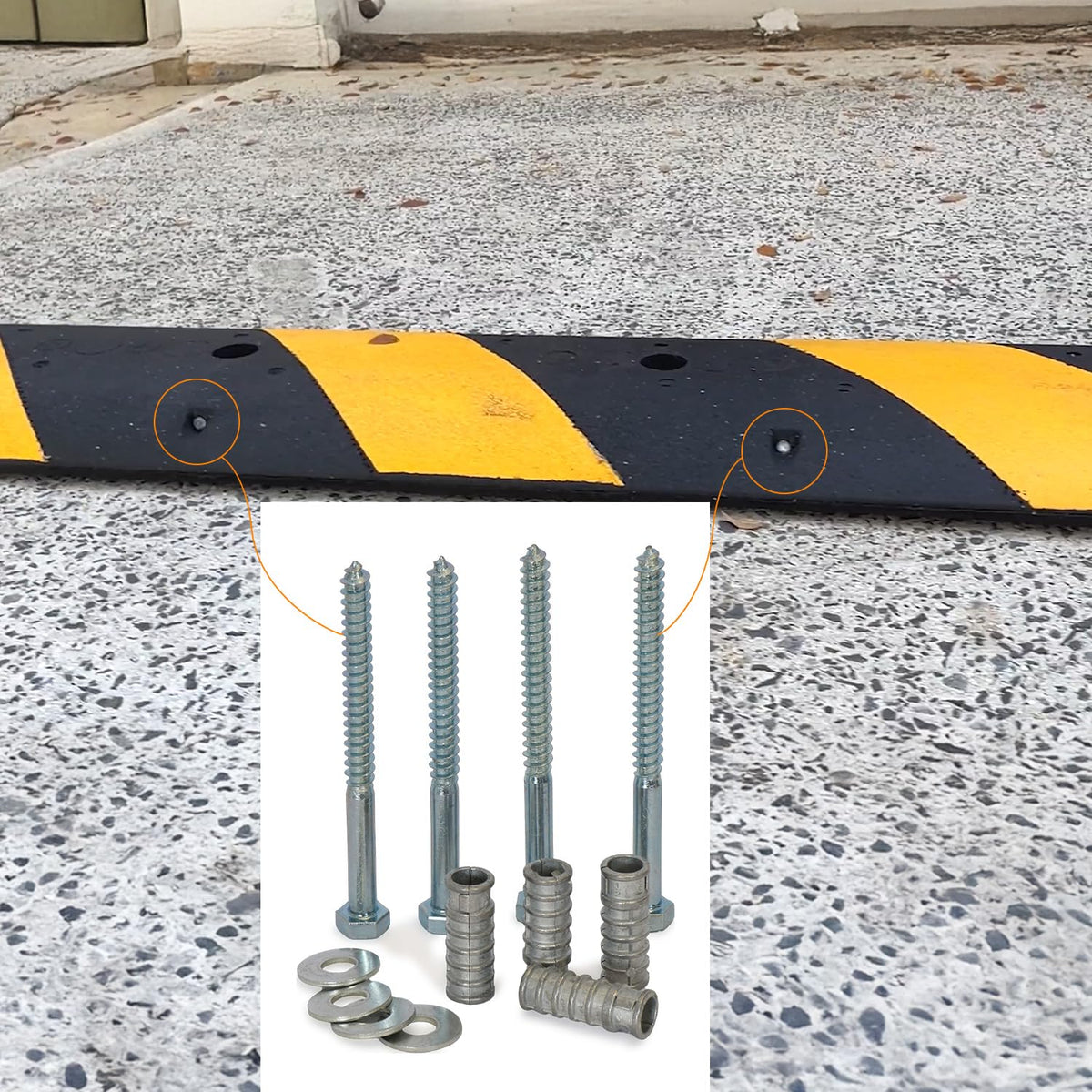 SmartSign Concrete Anchors Hardware Installation Kit for Parking Curb, Wheel Stop, Speed Bump - 6' Lag Bolts Screws, Lag Shield Anchors and Washers per Set (25 Sets Per Pack (100 Bolts/Pack))