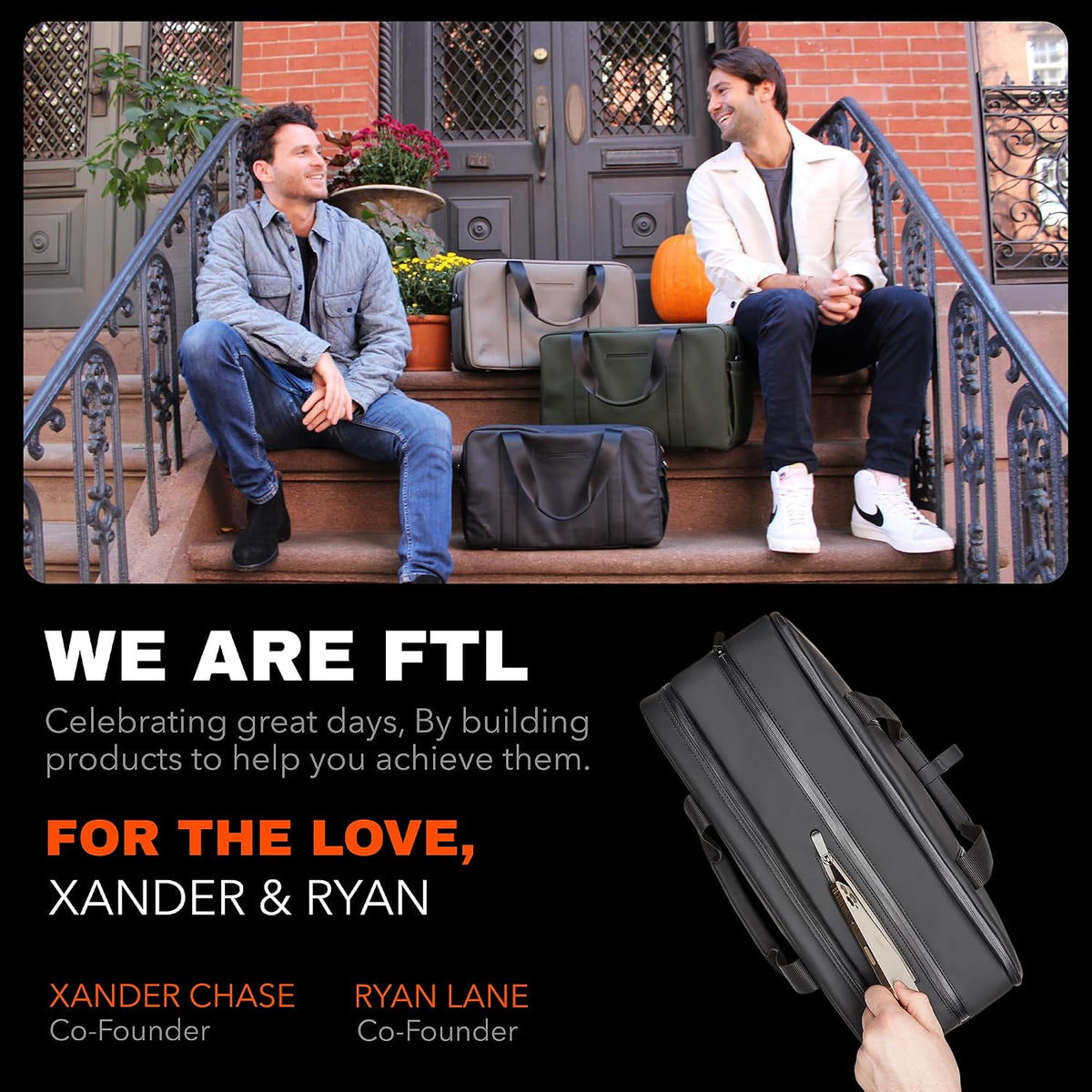 The FTL Pro Mens Travel Bag - 30L Premium Work to Gym Weekender Duffel with Garment Bag, Shoe Space & 18' Laptop Sleeve - Organized Athletic Business Carry On Hybrid, Fits Under Airplane Seat - Black