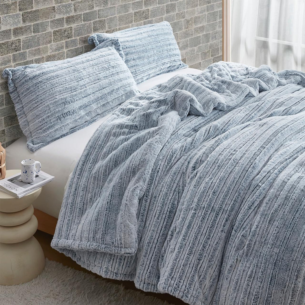 Byourbed Softer Than Soft - Coma Inducer® Oversized Queen Comforter Set - Frosted Navy Stripe