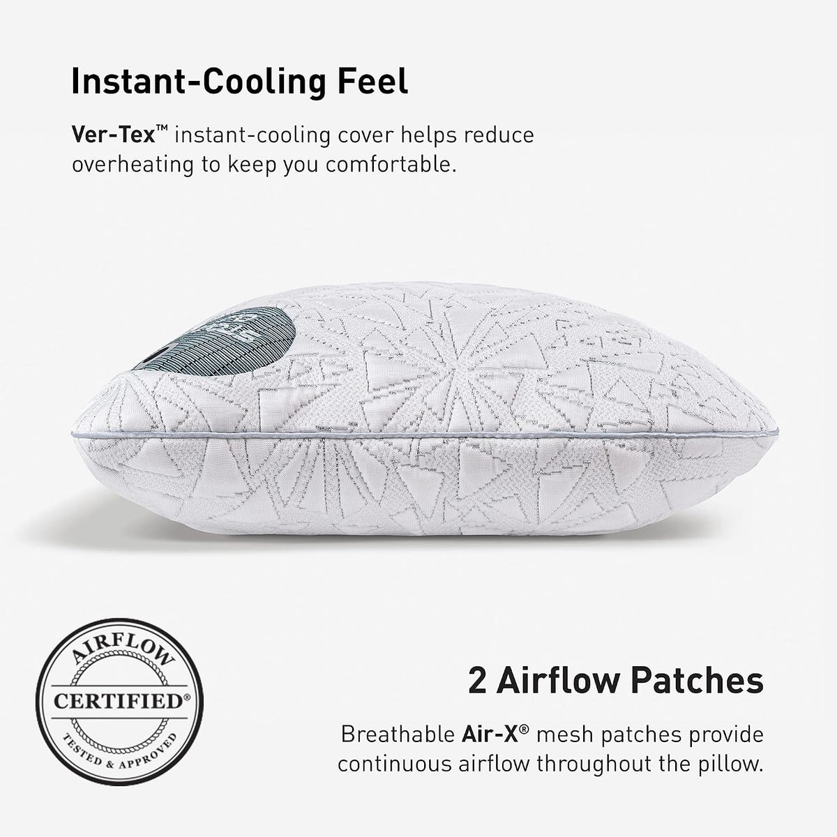 Bedgear Storm Cuddle Curve Performance Pillow - Size 0.0 - Cooling Bed Pillow for Side Sleepers - Medium Firmness- Washable and Removable Cover - 20' W x 26' L
