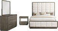 Coaster Home Furnishings Durango Transitional 4-Piece Bedroom Set Boucle Upholstered California King Size Panel Bed Frame 80-inch Headboard Washed Oak 223271KW-S4