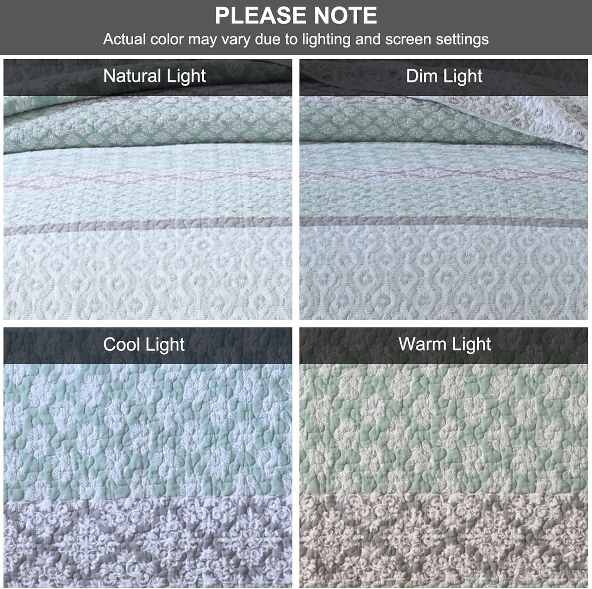 SahSahCasa Quilt King Size, King Quilt Set, 100% Cotton Floral Quilt, King Quilt Bedding Set Bedspreads, Patchwork Reversible Lightweight Comforter Bed Spread for All Season, Green/Gray