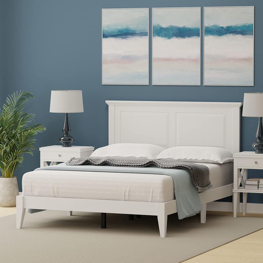 Glenwillow Home Cottage Style Solid Wood Platform Bed in Full - Gloss White
