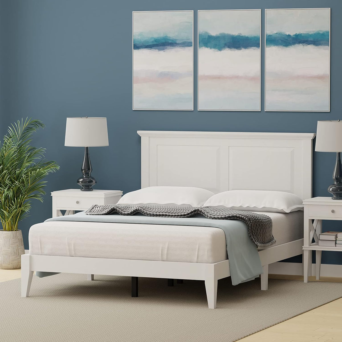 Glenwillow Home Cottage Style Solid Wood Platform Bed in Full - Gloss White
