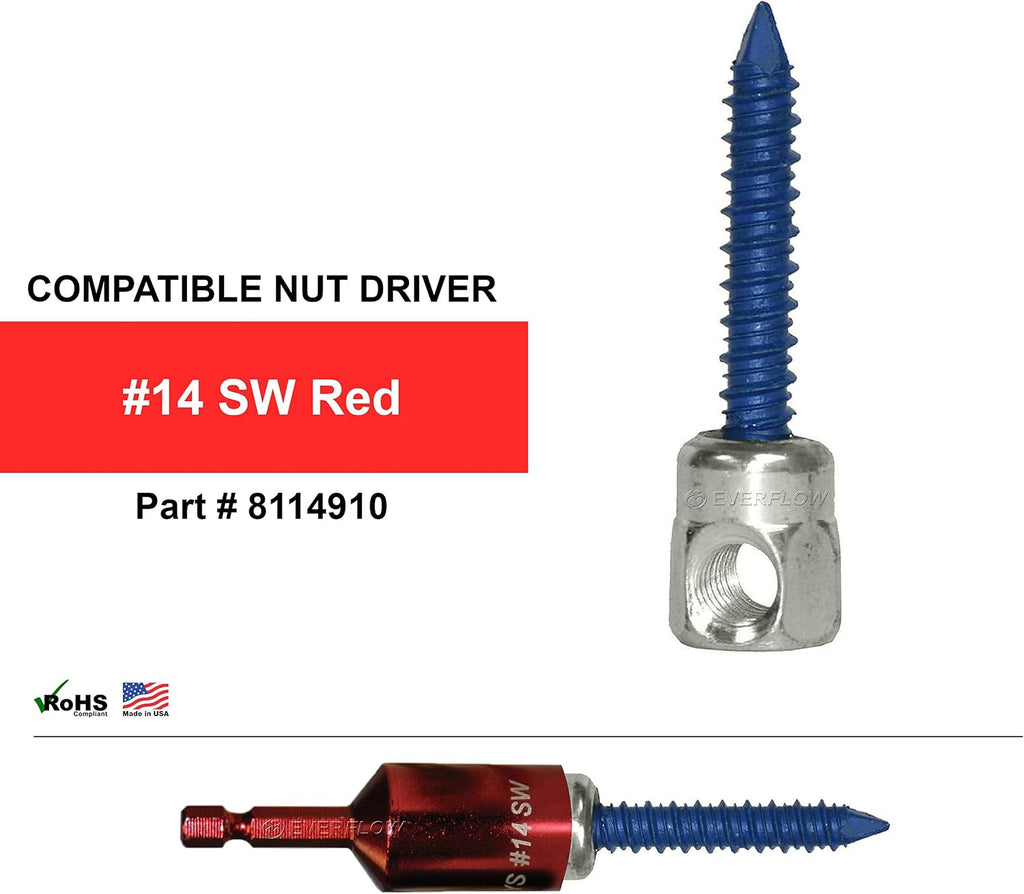 Everflow Sammys 8061957-50 SWC 20 3/8 Inch Screw Horizontally Threaded Rod Anchor Designed for Concrete Structure, Steel with Zinc Finish, Blue Delta Seal, Prevent Snapping (Pack of 50)