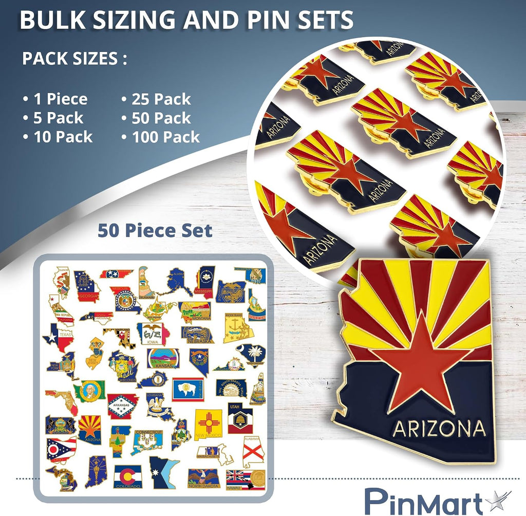 PinMart State Shape Flag Lapel Pin