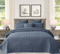 90x92 Queen Size Quilt Set with Pillow Shams Quilted Bedding Cover Ultra Soft Bedspread 3 Pieces Lightweight Soft Blanket for Home Decor,Gray Blue