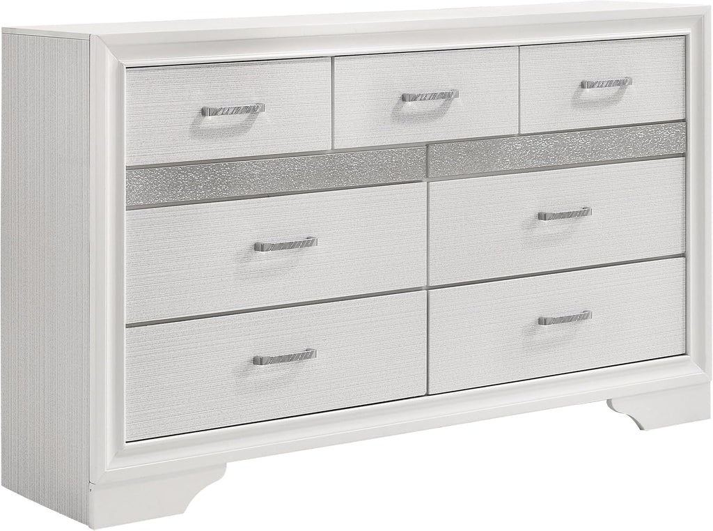 Coaster Home Furnishings Miranda Contemporary 4-Piece Bedroom Set Queen Size Storage Panel Bed Frame 50-inch Headboard White 205111Q-S4