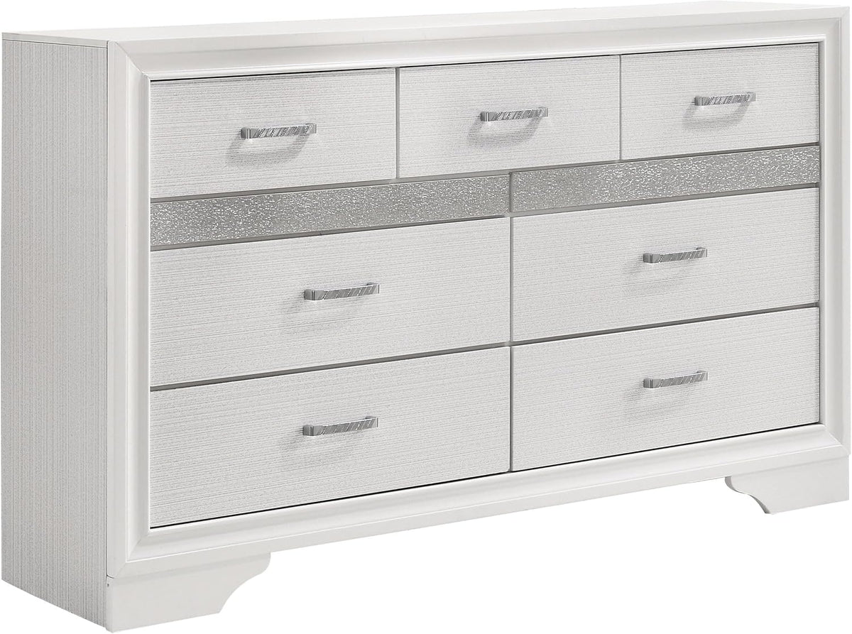 Coaster Home Furnishings Miranda Contemporary 4-Piece Bedroom Set Queen Size Storage Panel Bed Frame 50-inch Headboard White 205111Q-S4