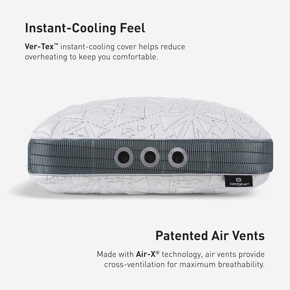 Bedgear Storm Performance Pillow, 3.0 Cooling Pillow for Side Sleepers, Medium Firm Support, Ver-Tex Cooling Cover, Air-X Mesh, Washable