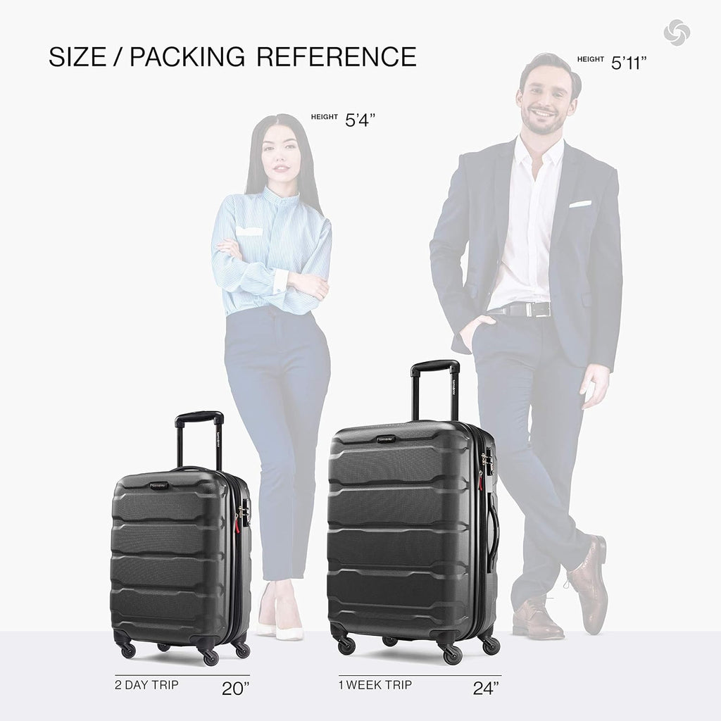 Samsonite Omni PC Hardside Expandable Luggage with Spinner Wheels, Black, 2-Piece Set (20/24)