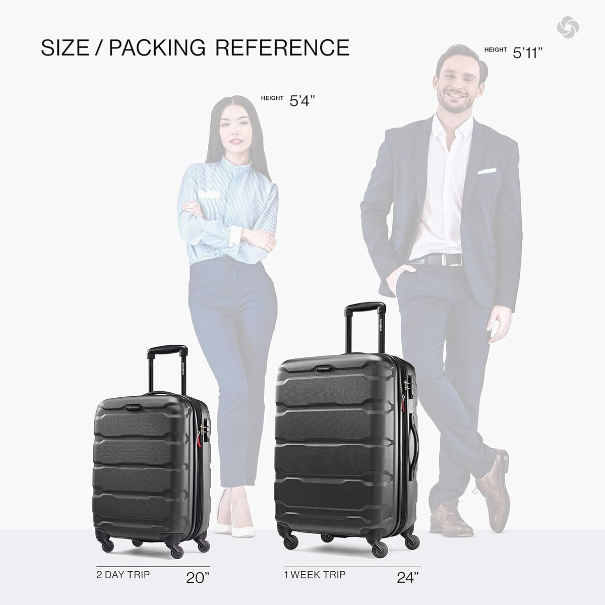 Samsonite Omni PC Hardside Expandable Luggage with Spinner Wheels, Black, 2-Piece Set (20/24)