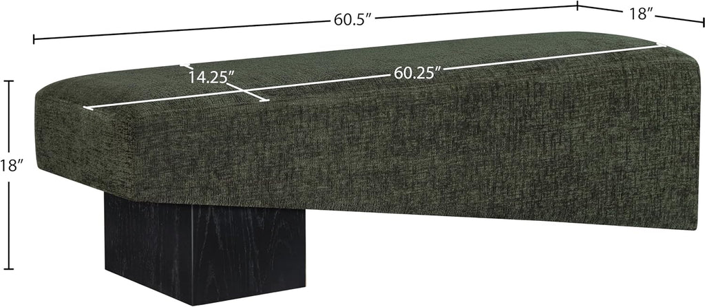 Meridian Furniture Alora Green Polyester Fabric Bench