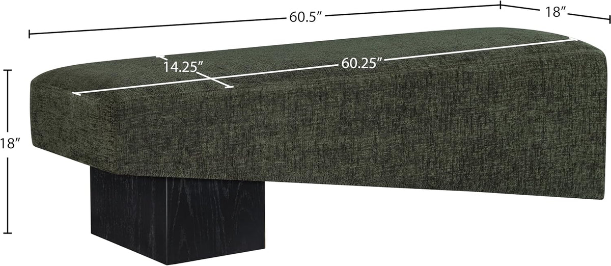 Meridian Furniture Alora Green Polyester Fabric Bench