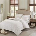 Madison Park Tufted Chenille Cotton Comforter All Season Bedding Set, Matching Shams, Full/Queen(90'x90'), Bahari, Coastal Palm Leaf Off White (MP10-6221)