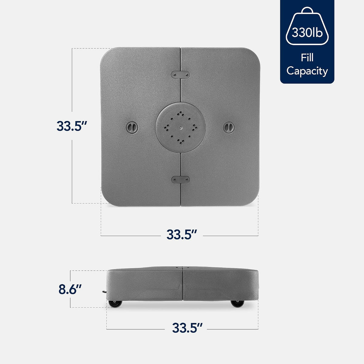 Best Choice Products 330lb Mobile Cantilever Offset Patio Umbrella Base, Universal Fit Heavy-Duty Outdoor Portable Stand w/Wheels Locks, Fillable Weights Set - Gray