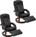 RecPro Nash 28' RV Euro Chair Recliner in Black | Modern Design | RV Furniture | Swivel Base | Recliner Chair (2 Chairs)