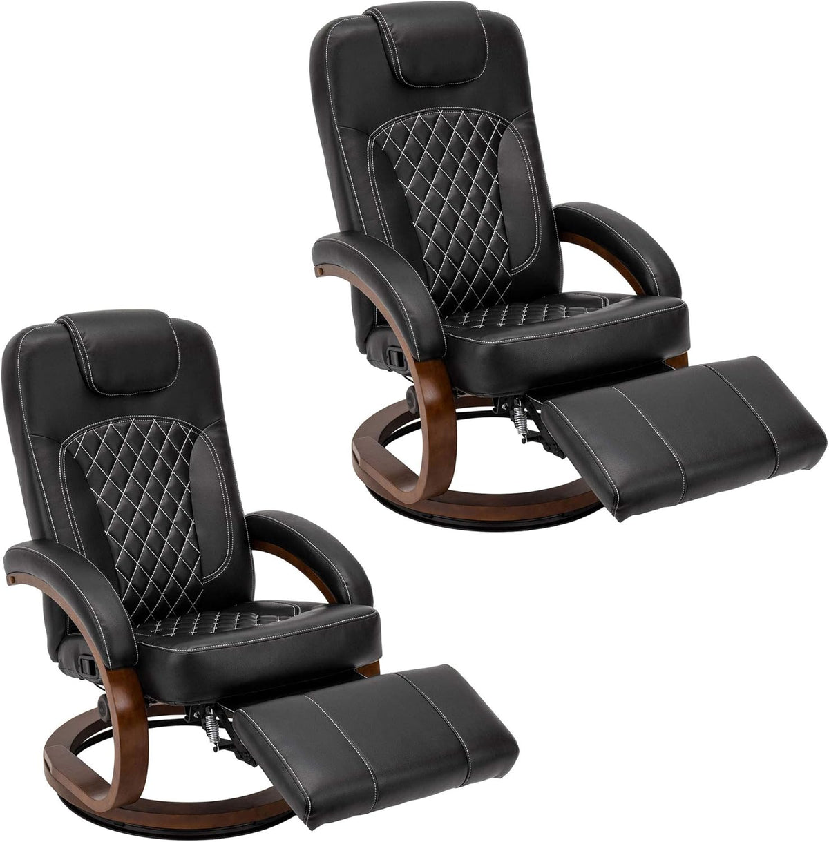 RecPro Nash 28' RV Euro Chair Recliner in Black | Modern Design | RV Furniture | Swivel Base | Recliner Chair (2 Chairs)