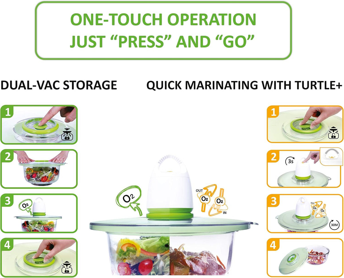 FOSA Vacuum Glass Mixing Bowls and Dual-Vac Lid Combo set - Nesting Salad Bowl - Ideal for Baking, Prepping, Serving, and Food Storage - Microwave & Dishwasher Safe, Heat-Resistant Borosilicate Glass