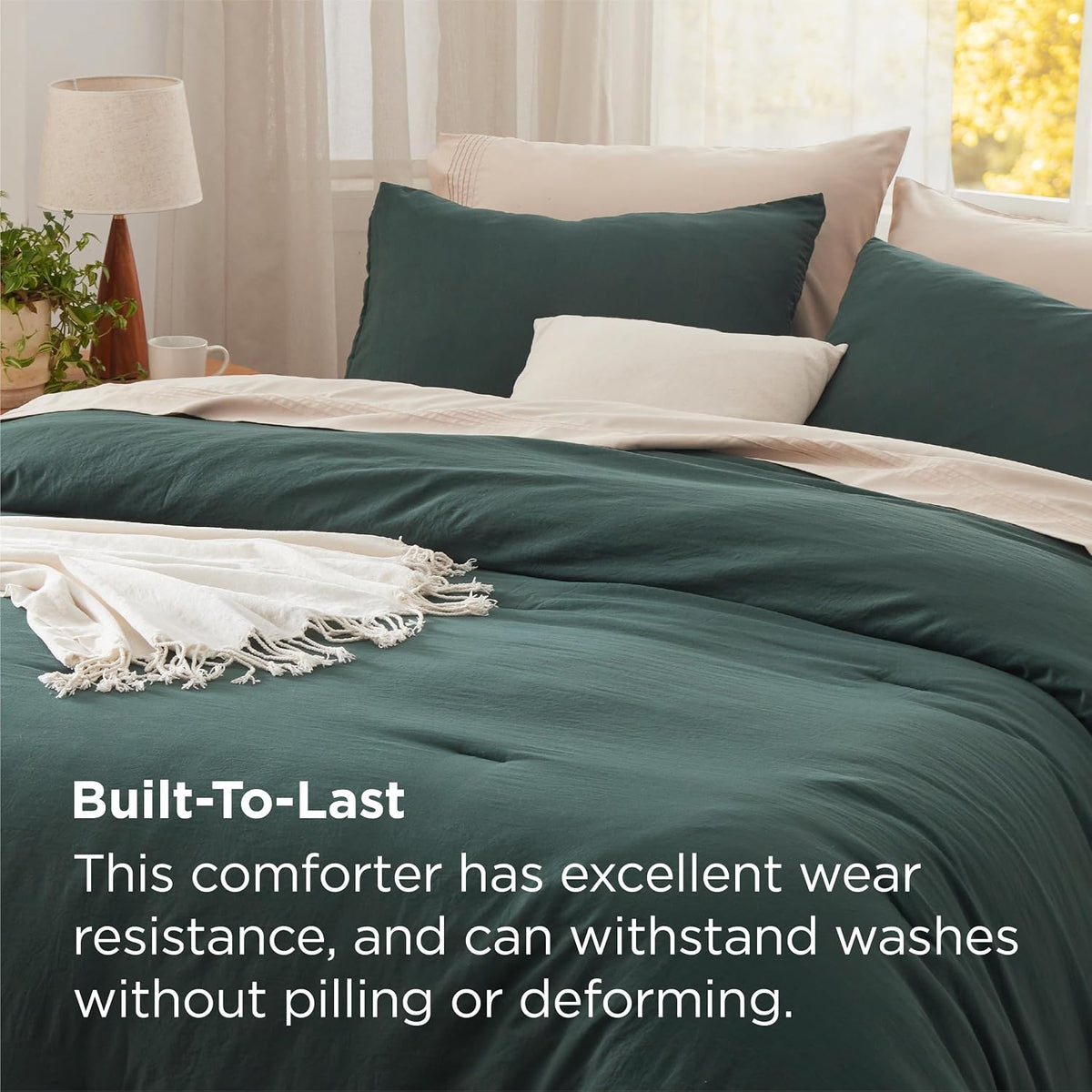 Bedsure Super King Plus Comforter Set, Forest Green Soft Prewashed Bedding for All Seasons, 3 Pieces GentleSoft™ Bed Set, 1 Lightweight Comforter (128'x120') and 2 Pillowcases (20'x36')