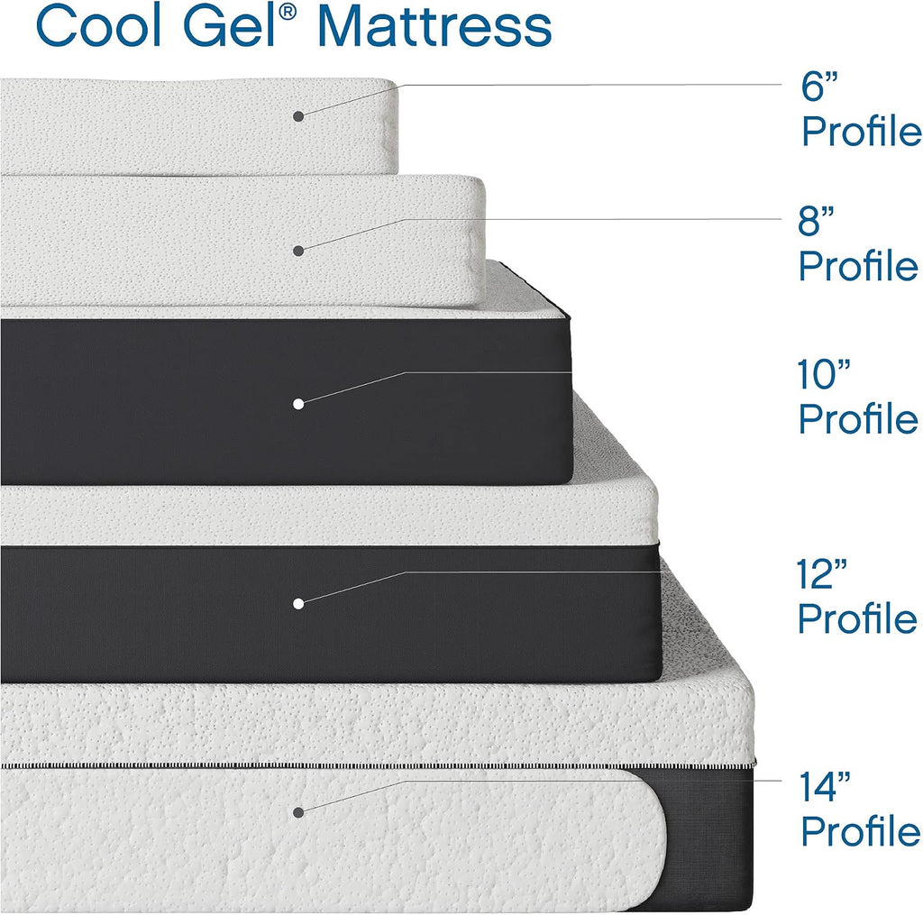 COOL GEL Chill Memory Foam 14-Inch Mattress with Pillow, CertiPUR-US Certified, Mattress in a Box, Twin XL, White