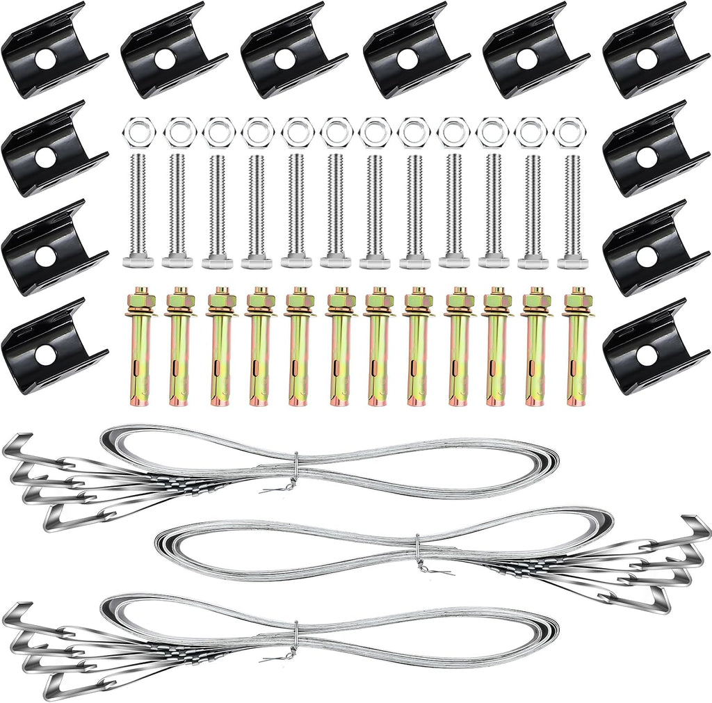 LEIFIDE Mobile Home Parts Set of 12 Dry Concrete Anchors Tie Down Straps and Bolts for Wind Resistance, Stability