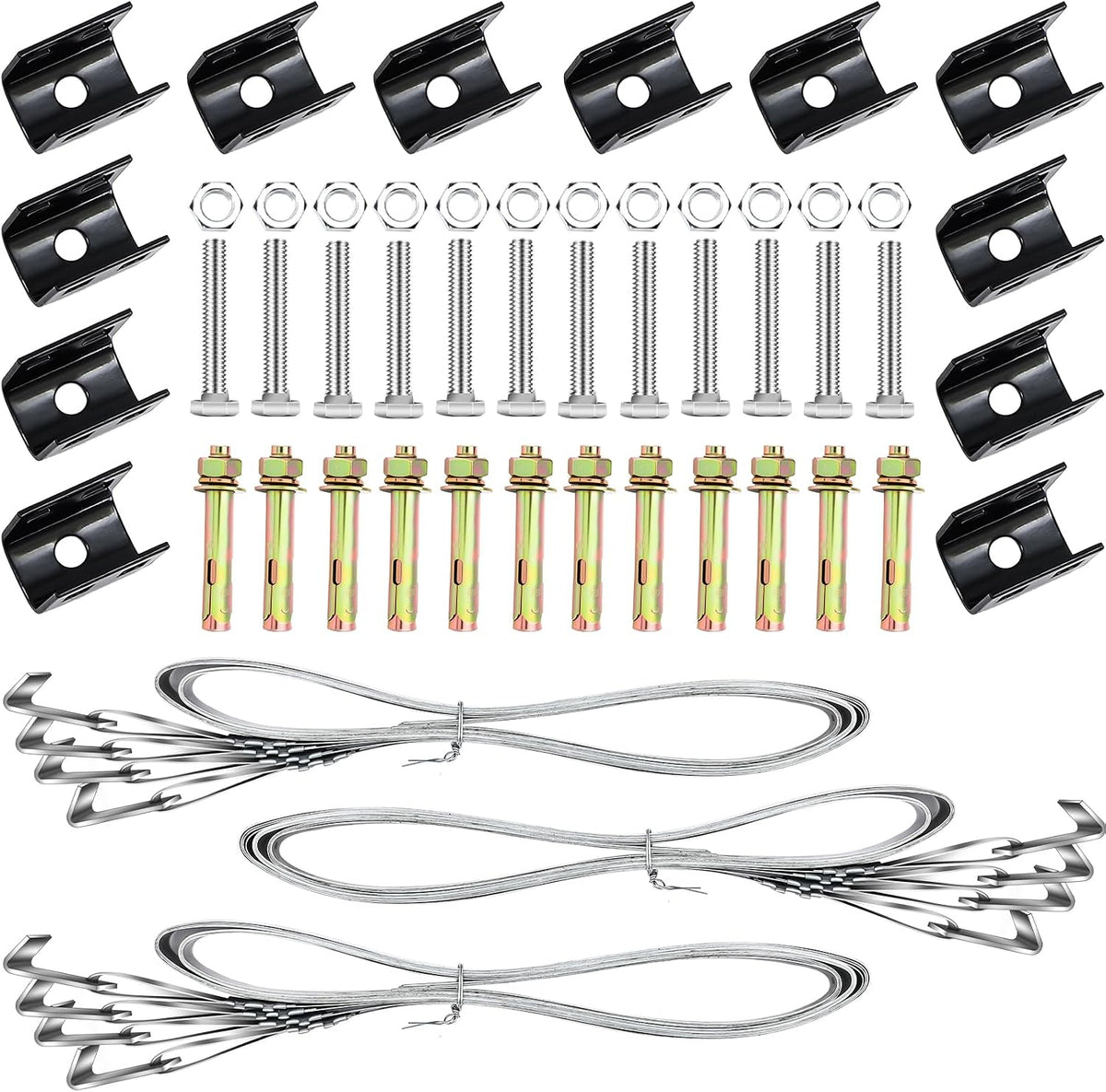 LEIFIDE Mobile Home Parts Set of 12 Dry Concrete Anchors Tie Down Straps and Bolts for Wind Resistance, Stability