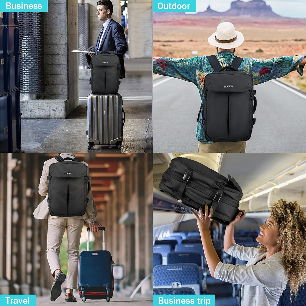 Vacuum Compression Backpack, 60L Expandable Vacpack, Waterproof Carry-On Anti Theft Airback, Black