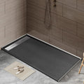 60' x 36' Zero Threshold Shower Pan with Reversible Drain, Non-Slip SMC Shower Base for Wheel Chair Access, Includes 3-Sided Aluminum Waterproof Strip (Black)