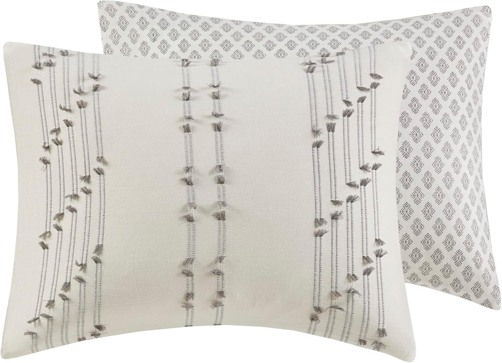 INK+IVY Cotton Duvet Cover King Size - 100% Cotton Duvet Cover Set, Boho Bedding Set for All Seasons Farmhouse Bedding Duvet & Sets with 2 Pillowcase, Jacquard Stripes, Ivory 3 Piece King/Cal King