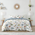 Sweet Jojo Designs Watercolor Dinosaur Dino Boy Queen Comforter Set Full Size Bedding Kids Teen Adult Bed Room 3p Green Slate Blue White Modern Dinosaurs Jurassic Nature Animal Steel Turquoise Yellow