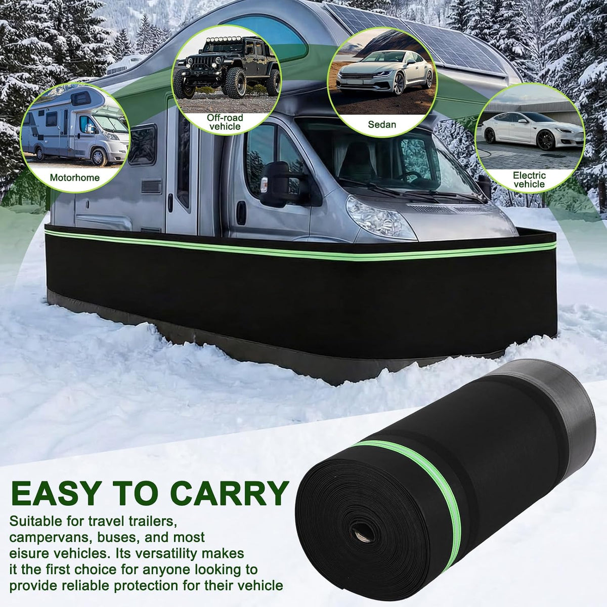 RV Skirting Kit 39.4x85.3 Ft, Easy Install Mobile Home Skirting with Felt Fabric - Wind & Weather Barrier for Travel Trailers, Campers & RVs - Thick Protective Wrap