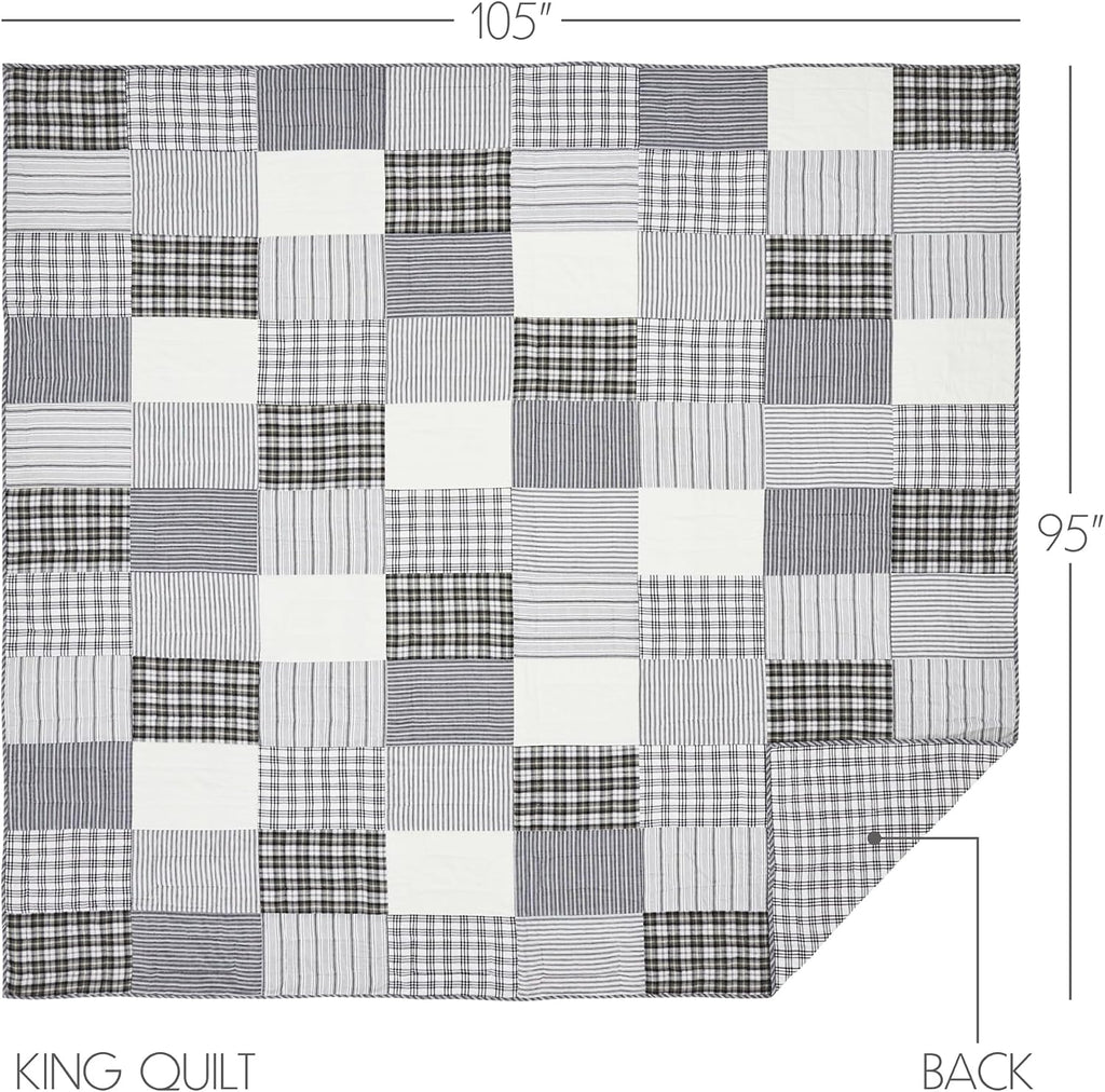 VHC Brands Sawyer Mill Black 8 Piece King Quilt Set (1 Quilt, 2 King Shams, 2 Pillowcase, 2 Euro Shams, 1 Bed Skirt)