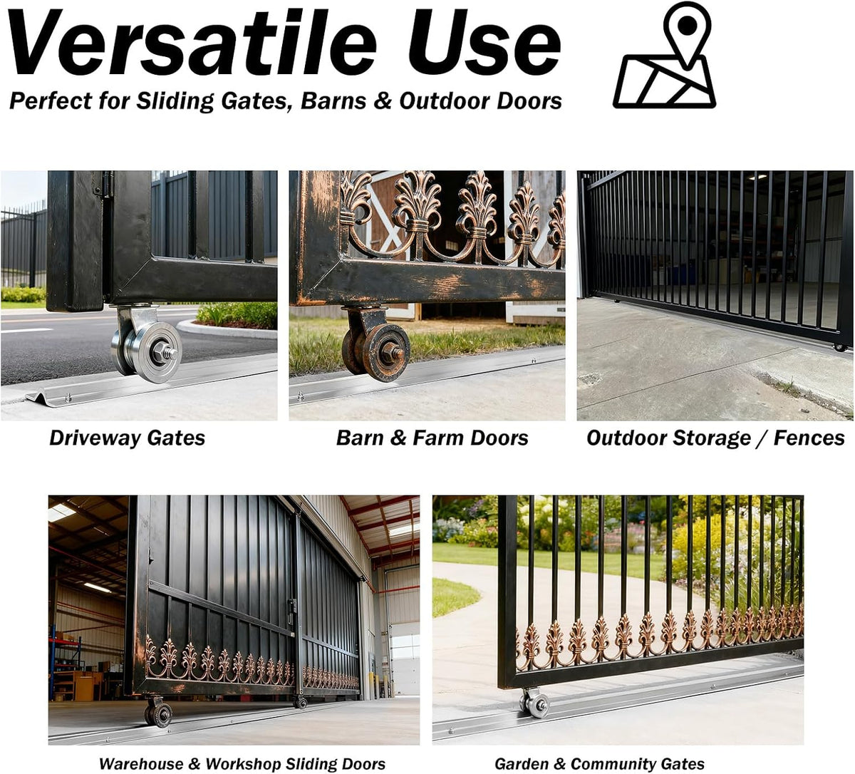 24ft V-Track for Sliding Gates, Galvanized Steel Heavy-Duty Inverted V-Groove Track with Hammer Drive Anchors, Durable & Rust-Resistant Rolling Gate Rail for Driveways Systems (8ft 3pcs)
