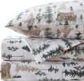 Flannel Sheets Warm and Cozy Deep Pocket Breathable All Season Bedding Set with Fitted, Flat and Pillowcases, Queen, Winter Cabin Lodge(Pack of 6)