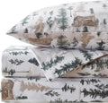 Sweet Home Collection Flannel Sheets Warm and Cozy Deep Pocket Breathable All Season Bedding Set with Fitted, Flat and Pillowcases, King, Winter Cabin Lodge(Pack of 6)