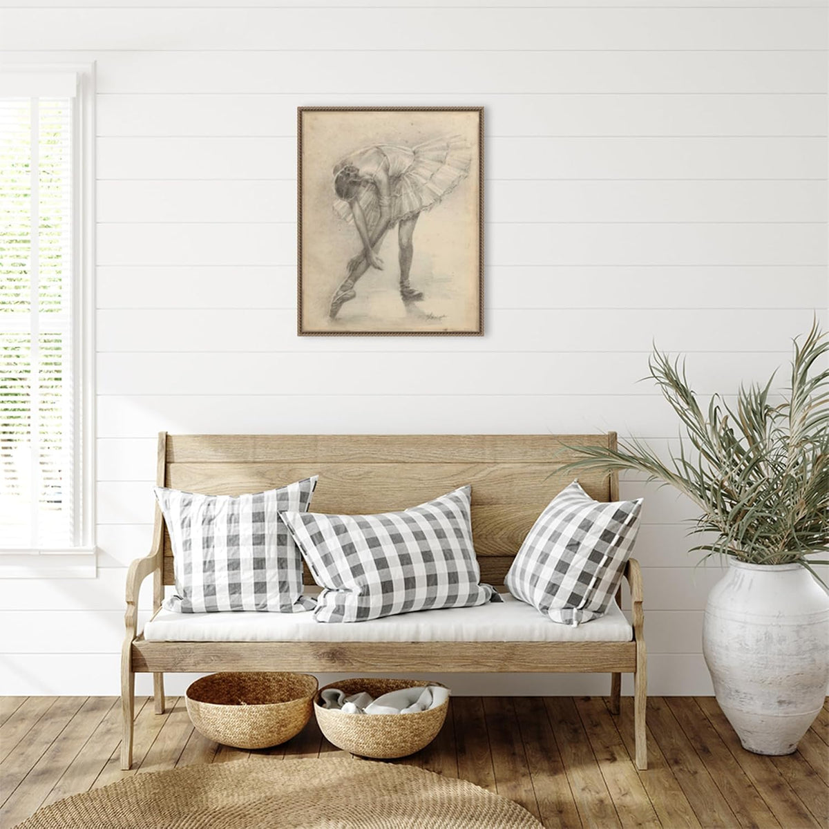 Amanti Art Framed Canvas Wall Art 28x23 Antique Ballerina Study II by Ethan Harper, Framed Wall Art Canvas, Entertainment Artwork, Traditional Decor, Medium Poster Painting for Living Room, Bedroom,