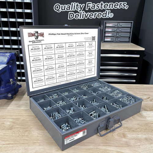 #6#8#10 Phillips Flat Head Machine Screws Bolts Flat & Split Washers & Hex Nuts Assortment Set