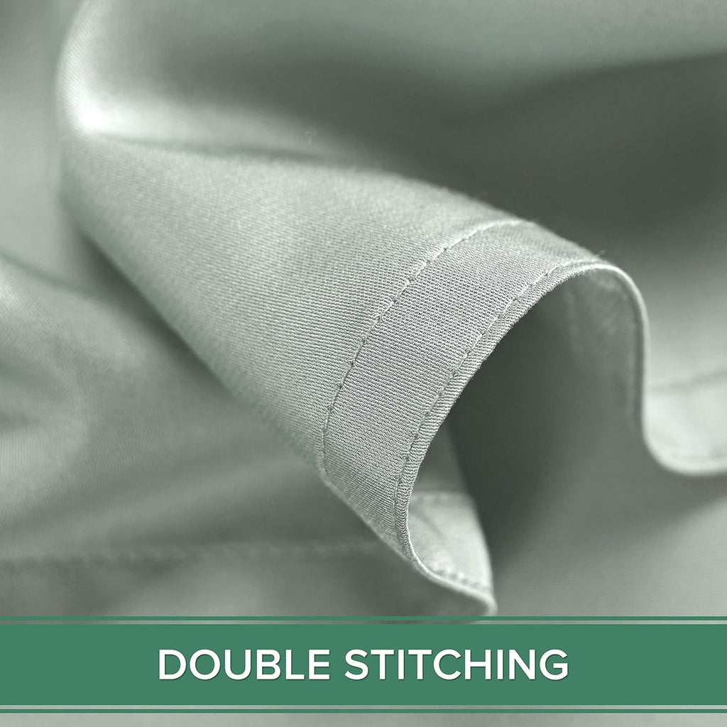 Pure Bamboo Split King Sheets, Genuine 100% Organic Viscose Derived from Bamboo Bed Sheet Set, Soft & Cooling, Double Stitching, 2 Fitted Sheets (Split King, Sea Glass)