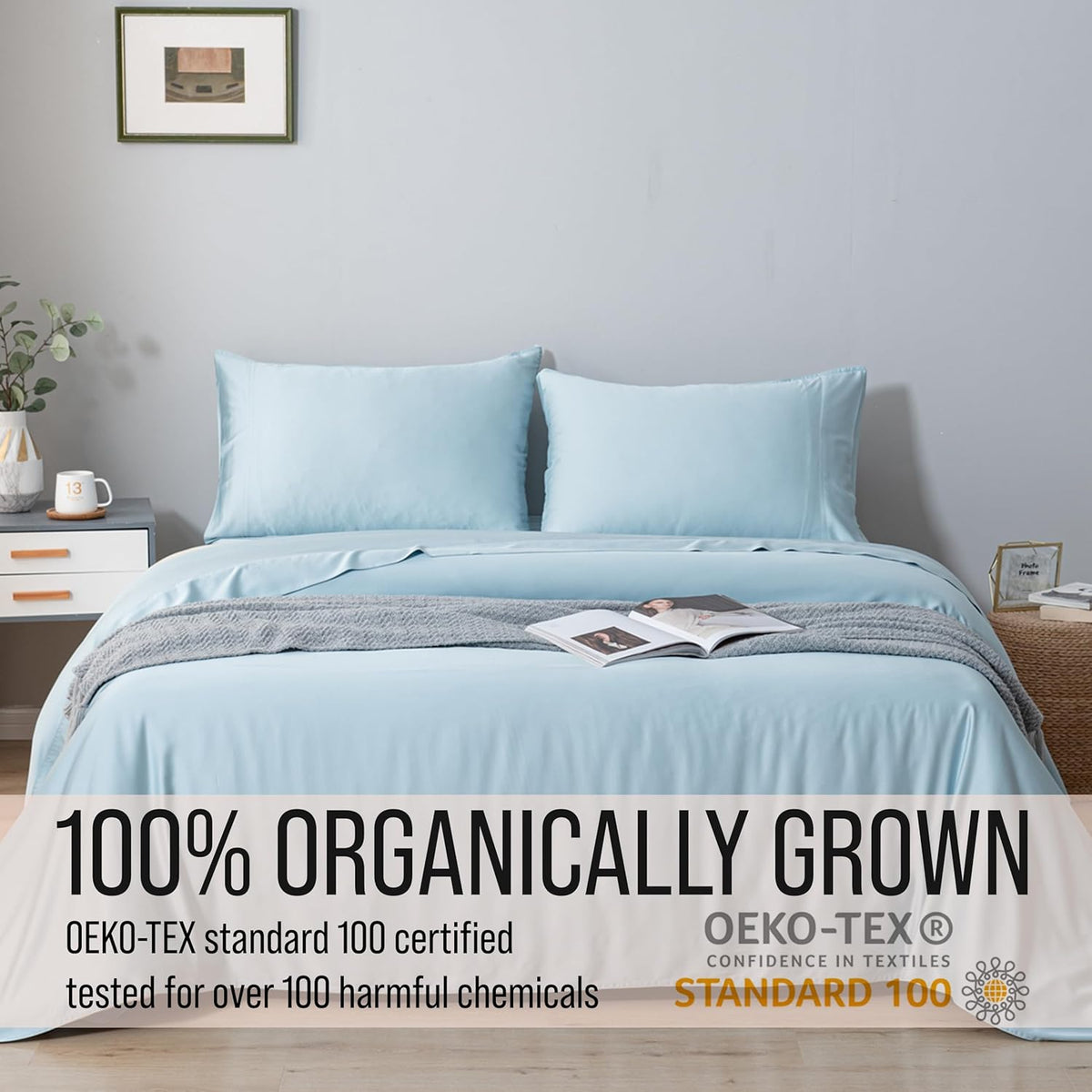 Bella Coterie Luxury Bamboo Viscose King Size Sheet Set | 100% Organically Grown | Ultra Soft | Cooling for Hot Sleepers | 18' Deep Pocket [Coastal Blue]